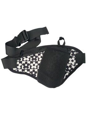 MYTAGALONGS Black & White Floral Water Bottle Holder Crossbody Belt Bag 11.5x6.5